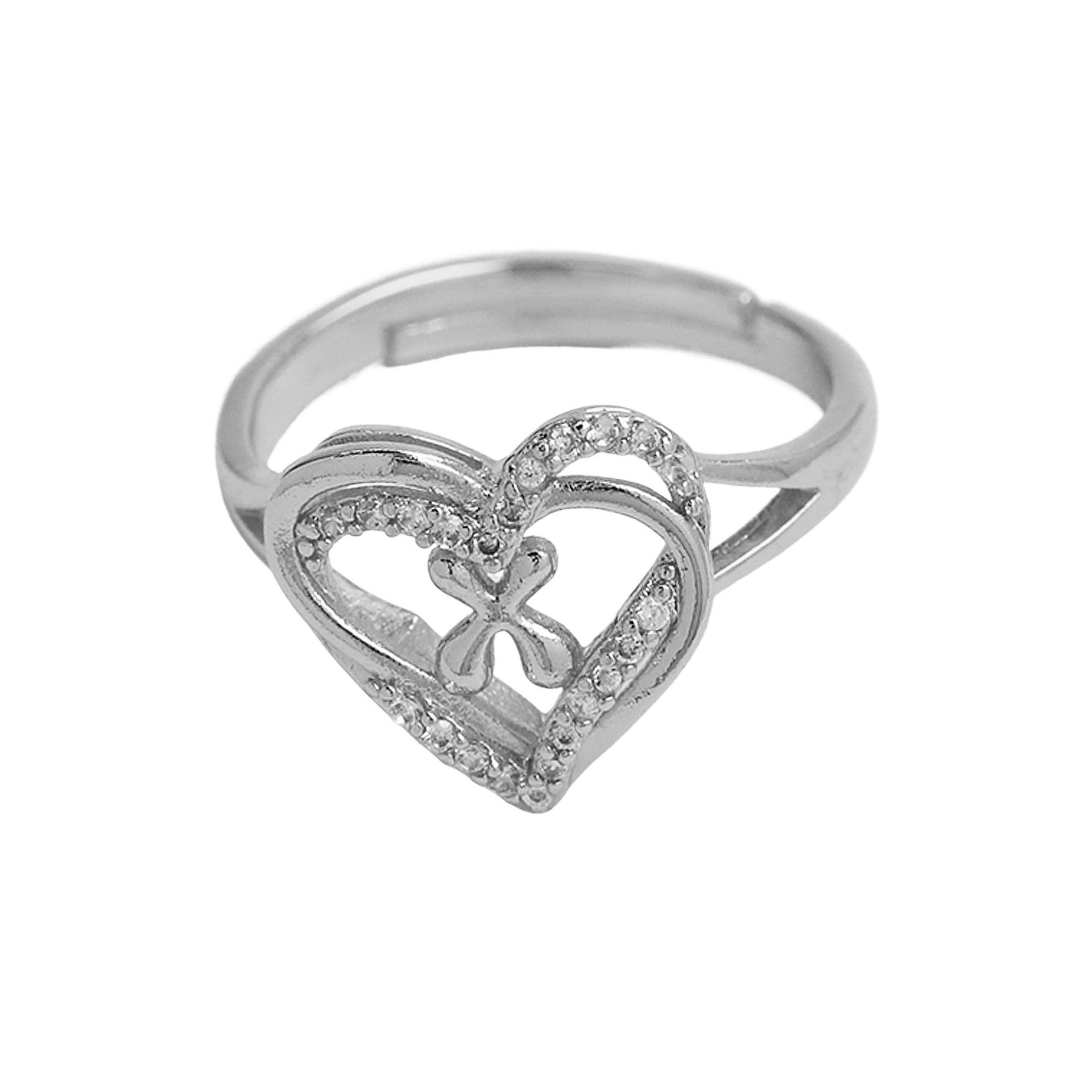 Wholesale silver love heart-shaped 26 English letters open heart women's ring