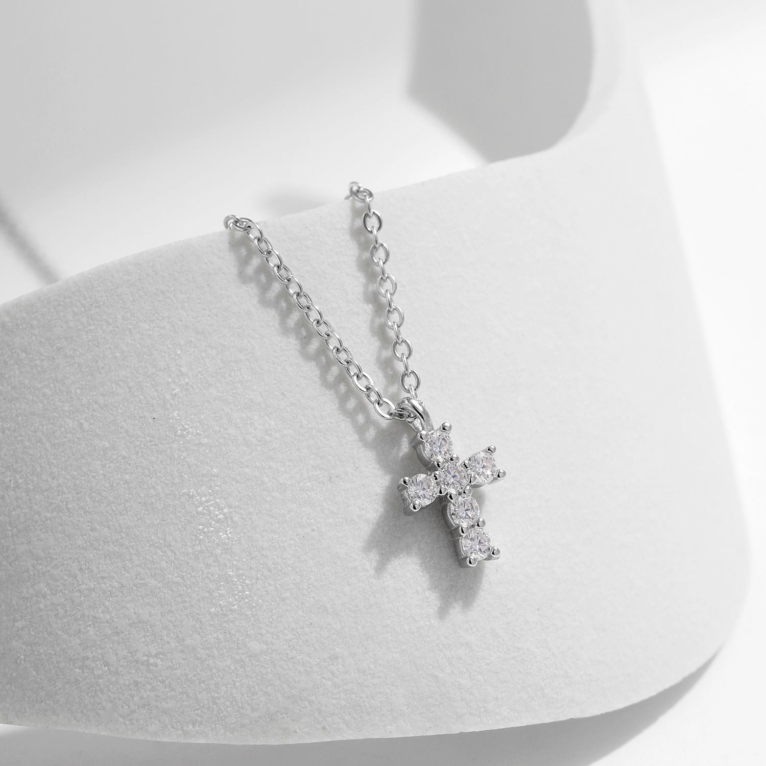 Wholesale diamond s925 silver cross full diamond necklace