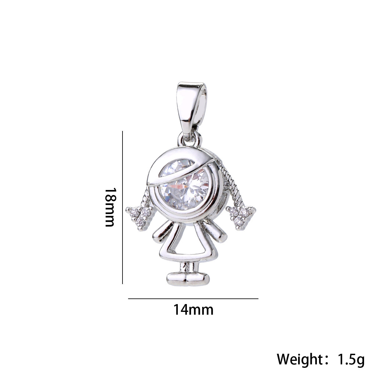 Wholesale Cute Love Heart Girl Pendant Gold Plated Brass Zircon Chic Necklace Accessory For Women