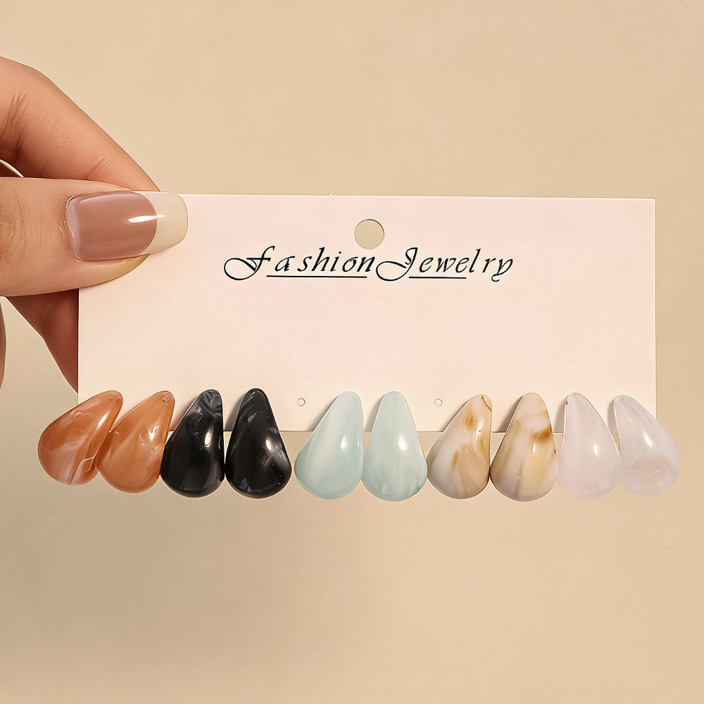 Wholesale Water Drop Resin Drop Earring Set - Chic Fashion Accessory for Gift Boutique Resale
