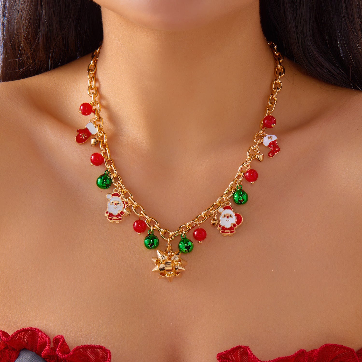 Wholesale Christmas Party  Snowman Elk Colorful Necklace