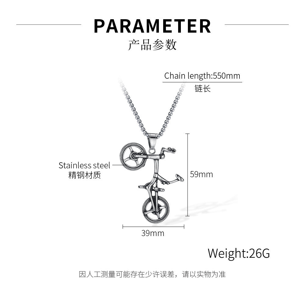 Wholesale Stainless Steel Retro Punk Style Bicycle Necklace ACC-NE-OPK002