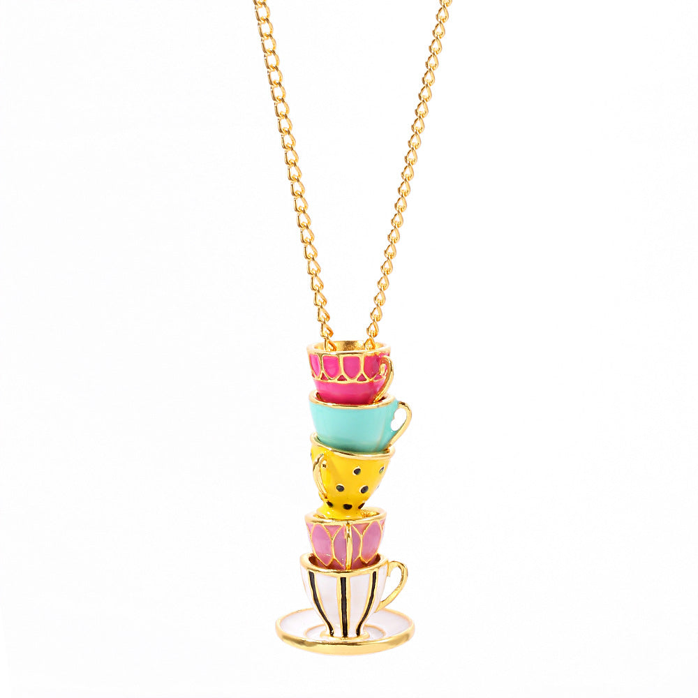 Wholesale Magic Multiple Enamel Teacup Pendant Necklaces ACC-NE-Zhuox001