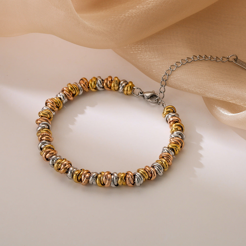 Wholesale Metal Style Three Color Thick Chain Titanium Steel Bracelet