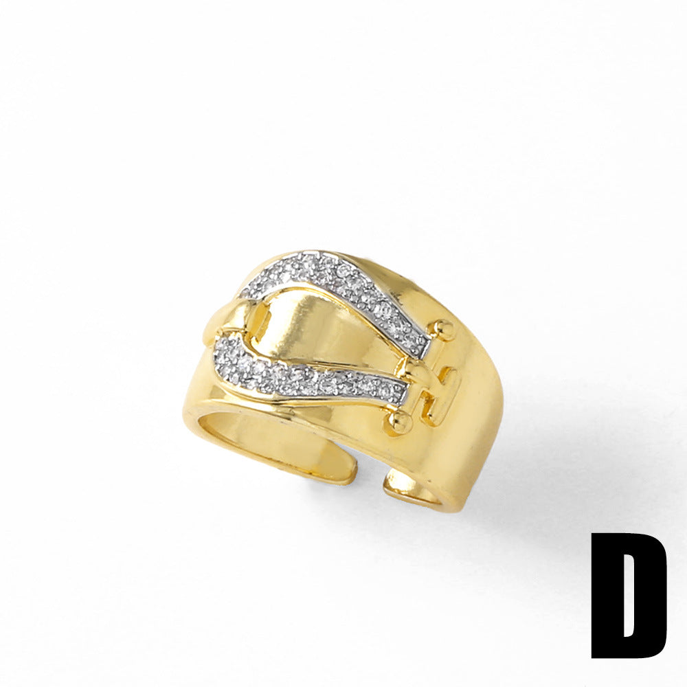 Wholesale full diamond irregular opening adjustable ring