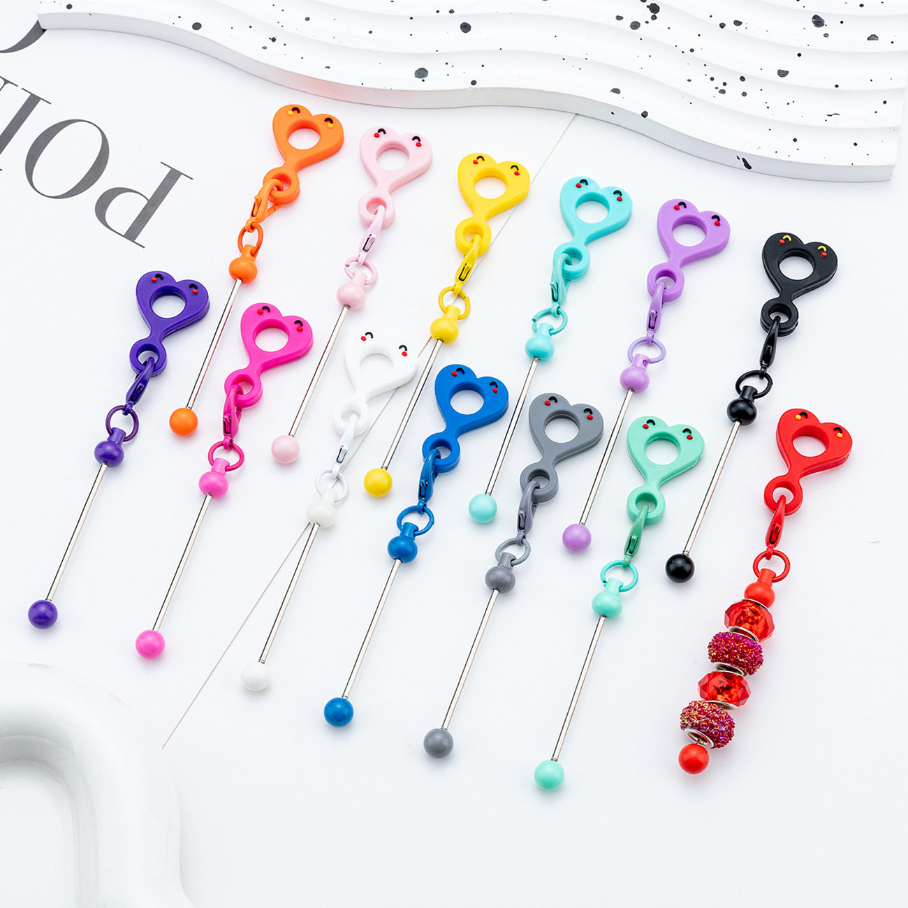 Wholesale v DIY smiley face  straws  Beadable  Keychain