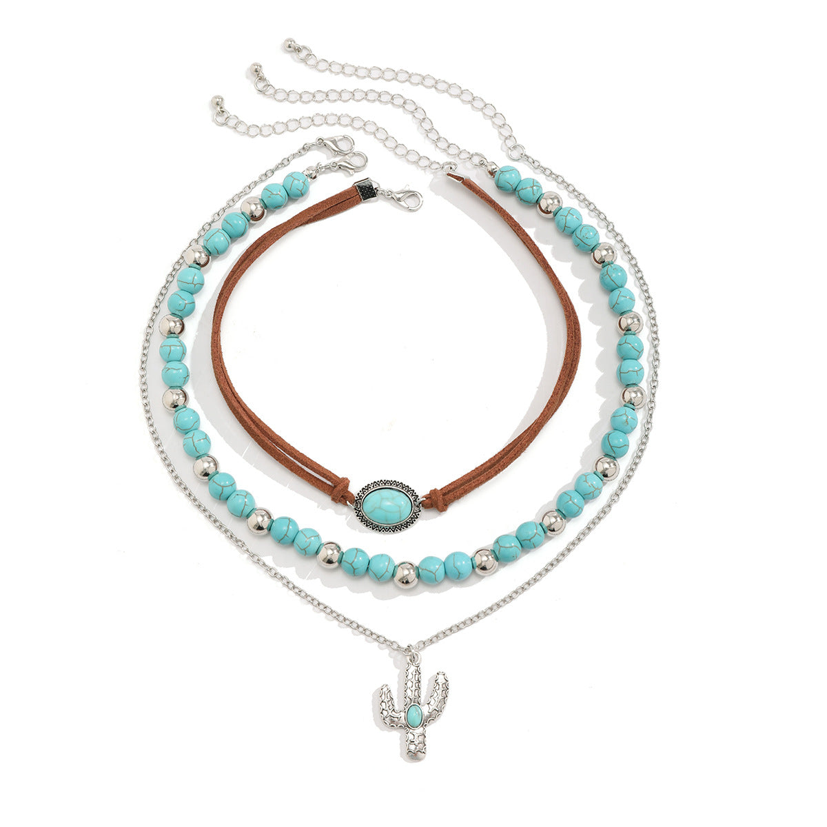 Wholesale Vintage Ethnic Beaded Necklace Set with Cactus Motif Fashion Accessory