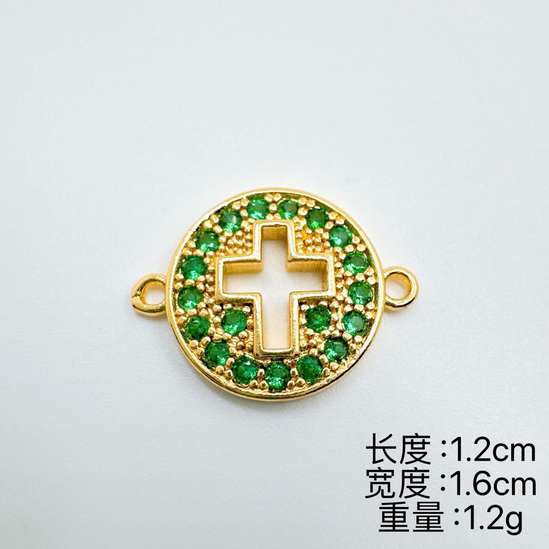 Wholesale 18K Gold Plated Copper Cross Charm Bracelet with Micro Zircon Trendy DIY Jewelry Accessory