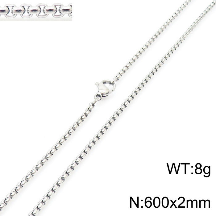 Wholesale Electroplated 18K Gold Square Pearls Titanium Steel Necklaces ACC-NE-KaLun005
