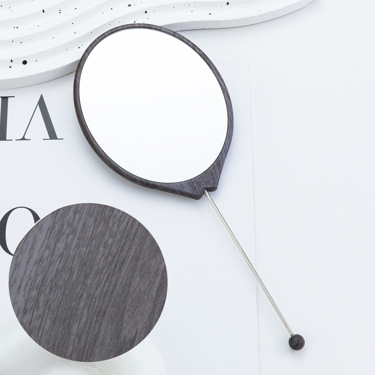 Wholesale  DIY Beaded Oval Wood Grain Mirror