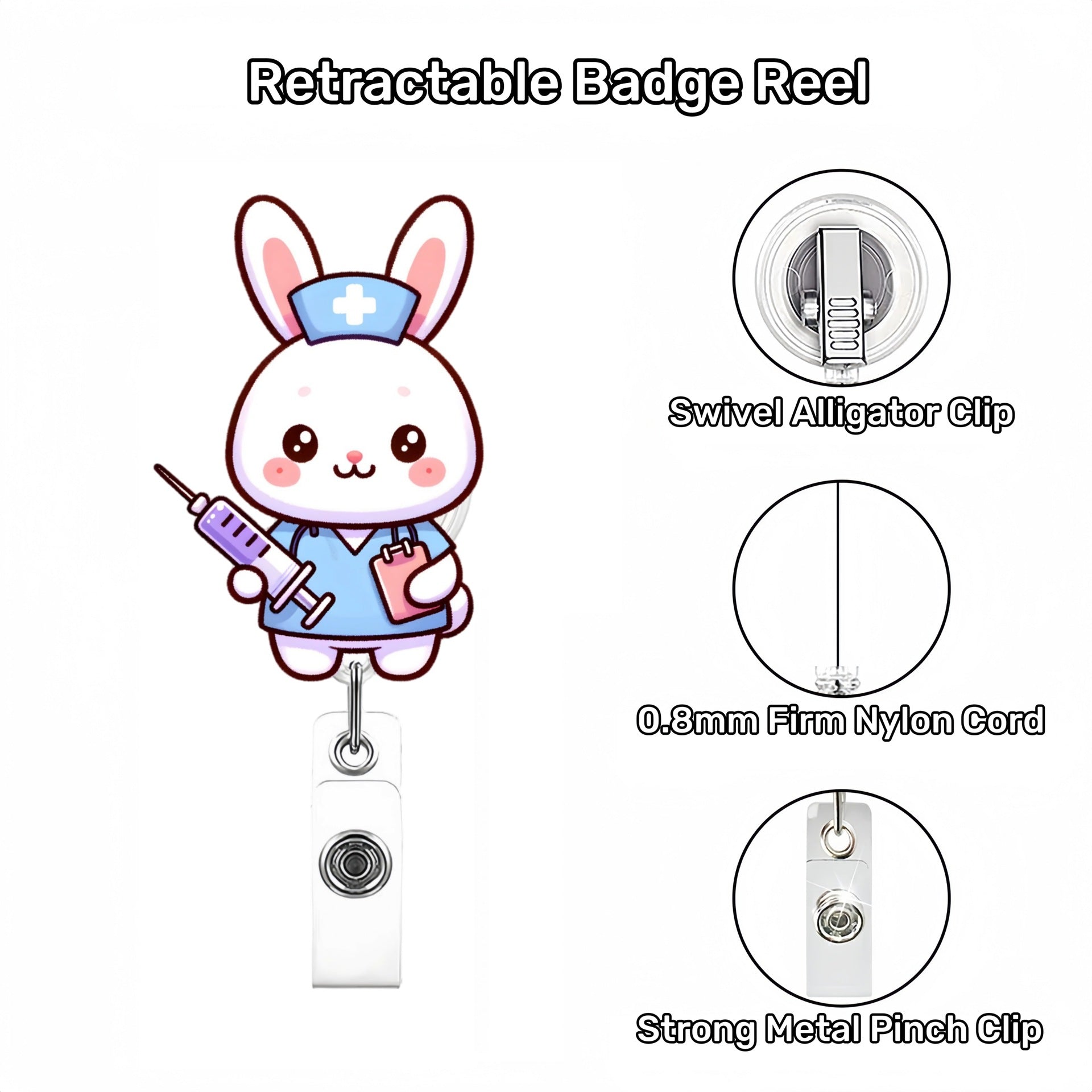 Wholesale Cute Cartoon Acrylic Retractable Clip Badge Keychain