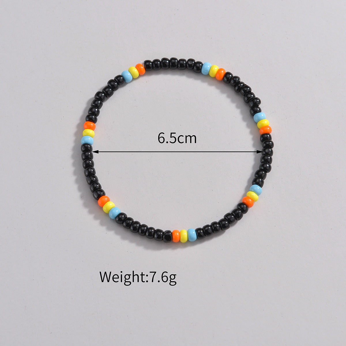 Wholesale  color beads with black beads single-layer woven anklet