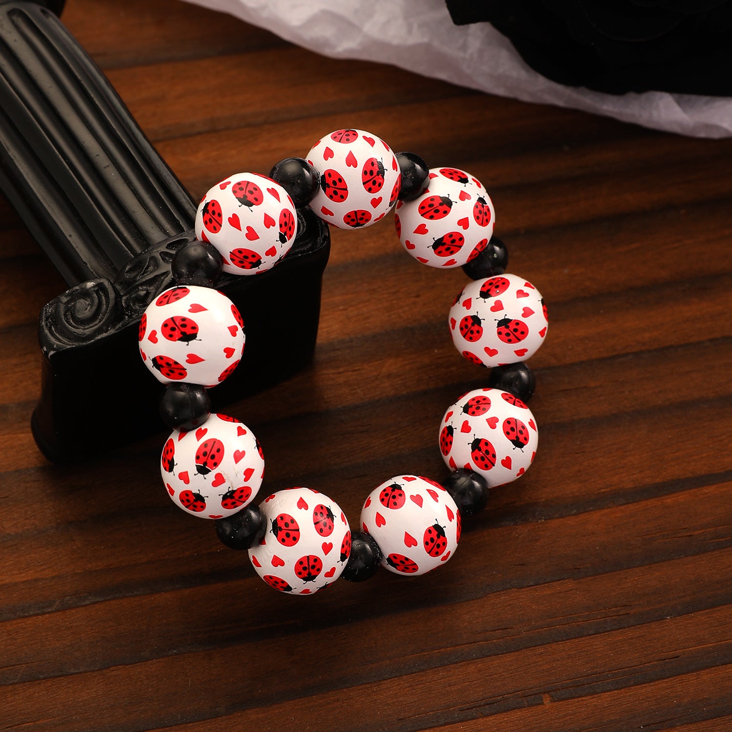 Wholesale Wood Beaded Bracelet with Pumpkin and  Print  Festival Jewelry Accessory