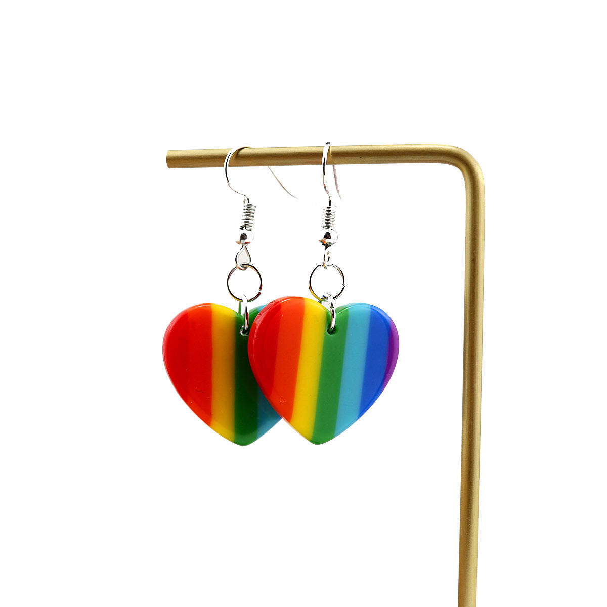 Wholesale rainbow love earrings five-pointed star resin earrings