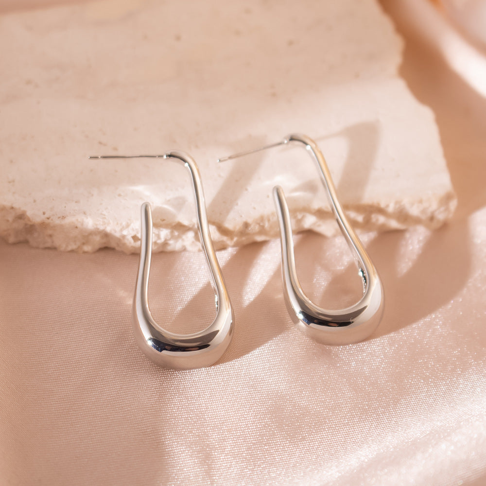 Wholesale Real Gold Electroplated Geometric U-shaped Earrings