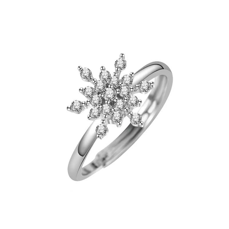 Wholesale The Snowflake Rotating Ring Celebrant Fashion  Open Ring