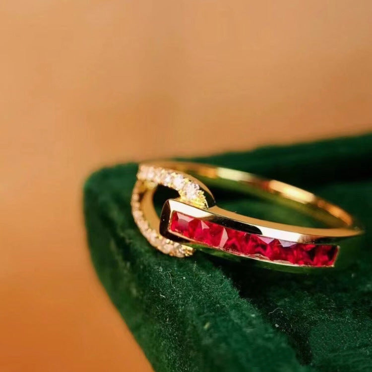 Wholesale Diamond Ring Jewelry Light Luxury  Color  Geometric Ring