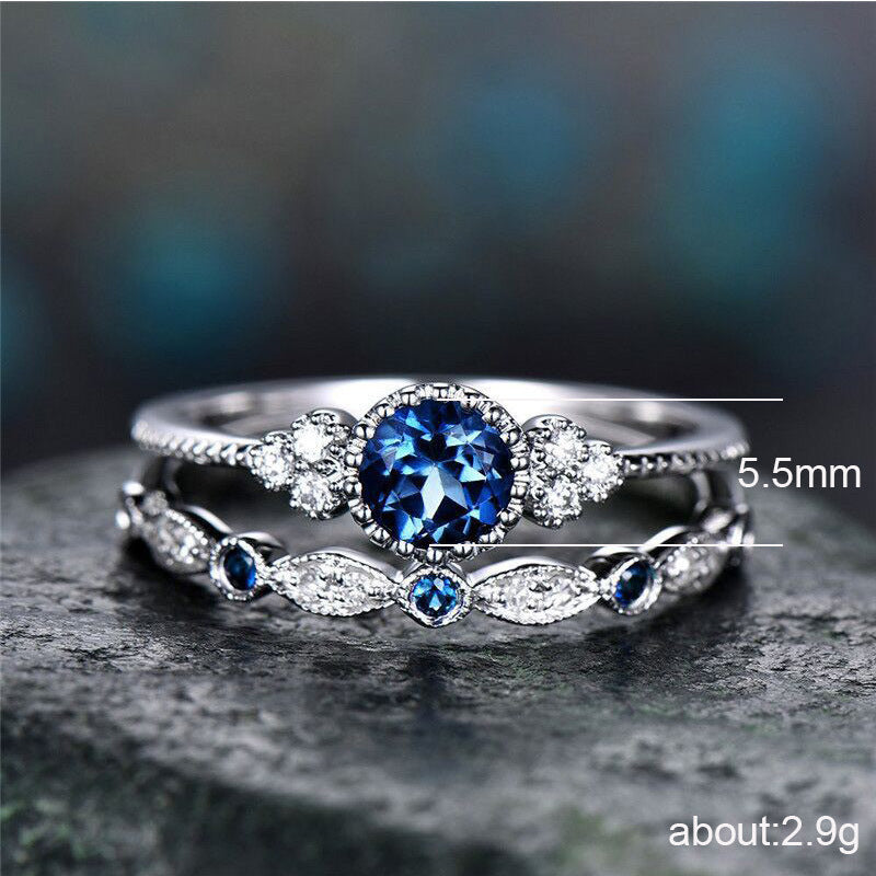 Wholesale Geometric Two Piece Women S Ring Set Purple Alloy Zircon Accent Stylish Boutique Jewelry Accessory