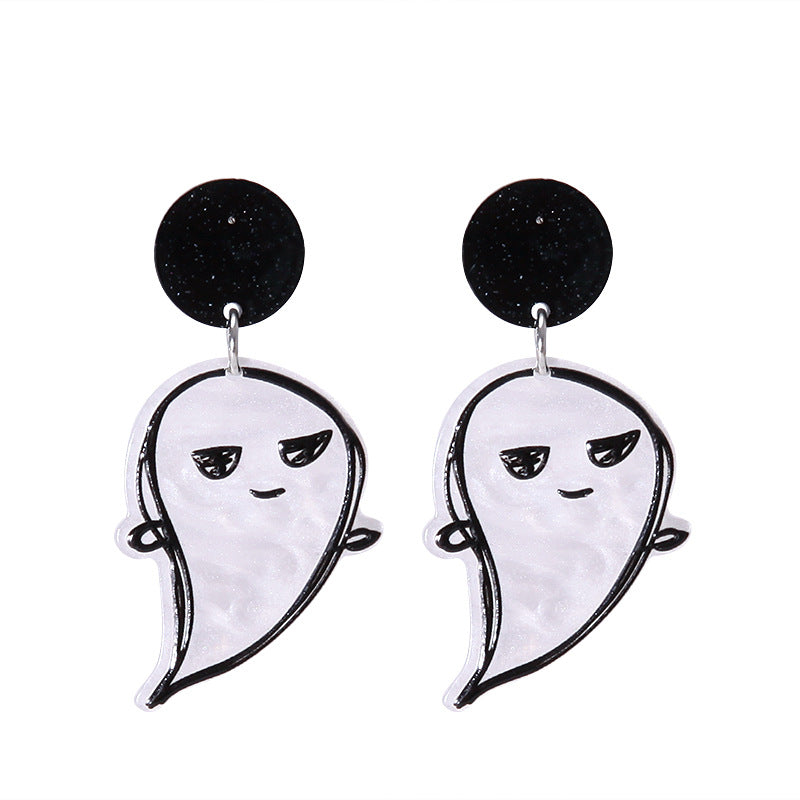 Wholesale Halloween Cartoon Funny Acrylic Plate Pumpkin Ghost Skull Earrings ACC-ES-BinLi004