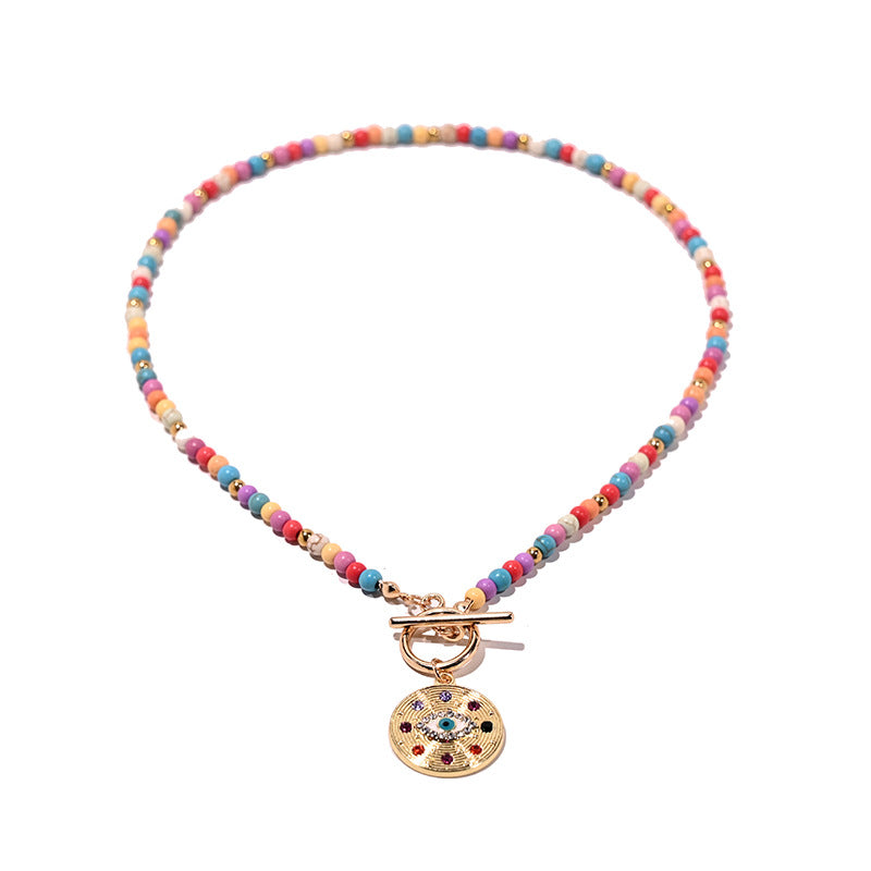 Wholesale Evil Eye Turquoise Beaded Necklace Retro Chic Fashion Jewelry Accessory