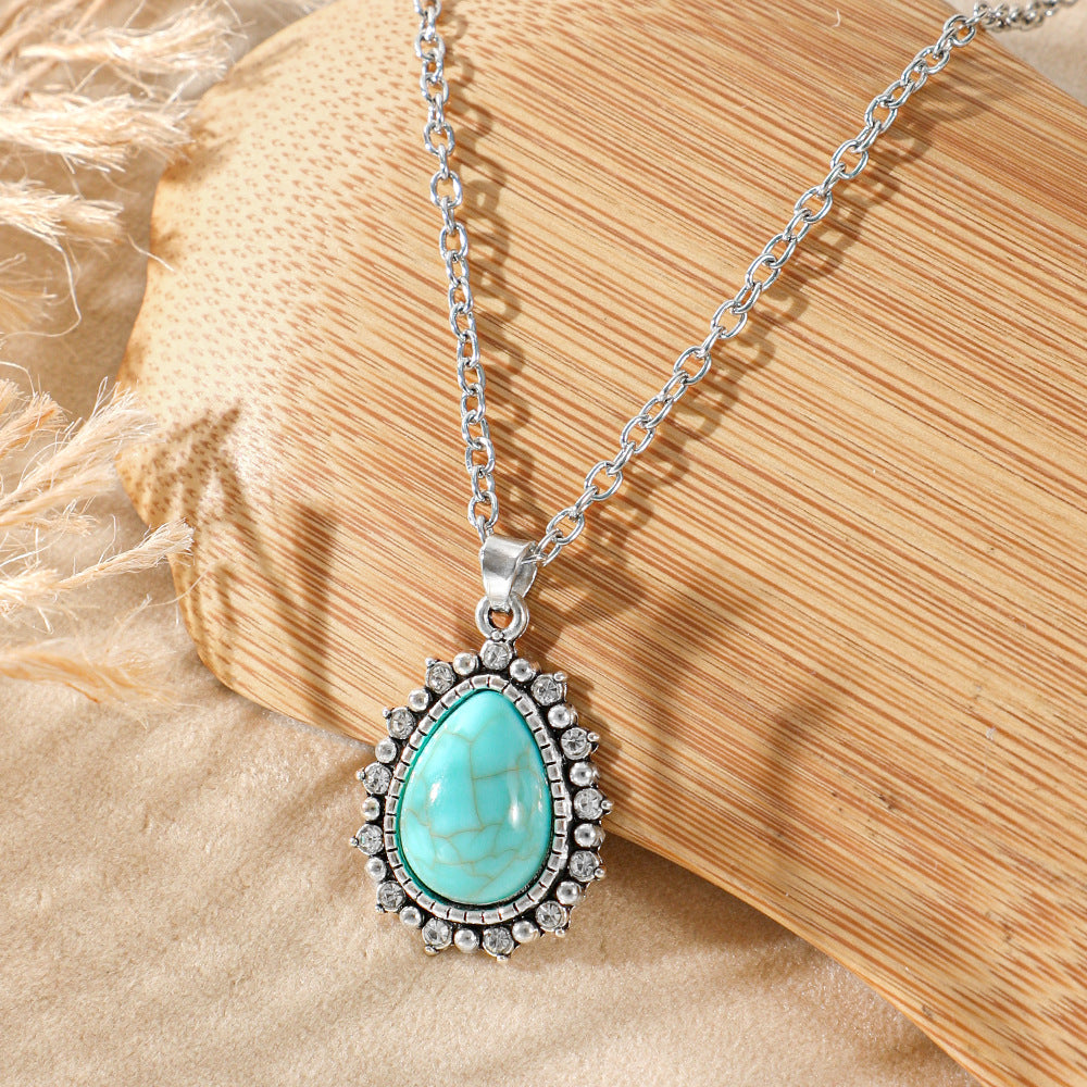 Wholesale Bohemian Heart Drop Pendant Necklace - Ethnic Style Zinc Alloy Inlay for Everyday Fashion Accessory
