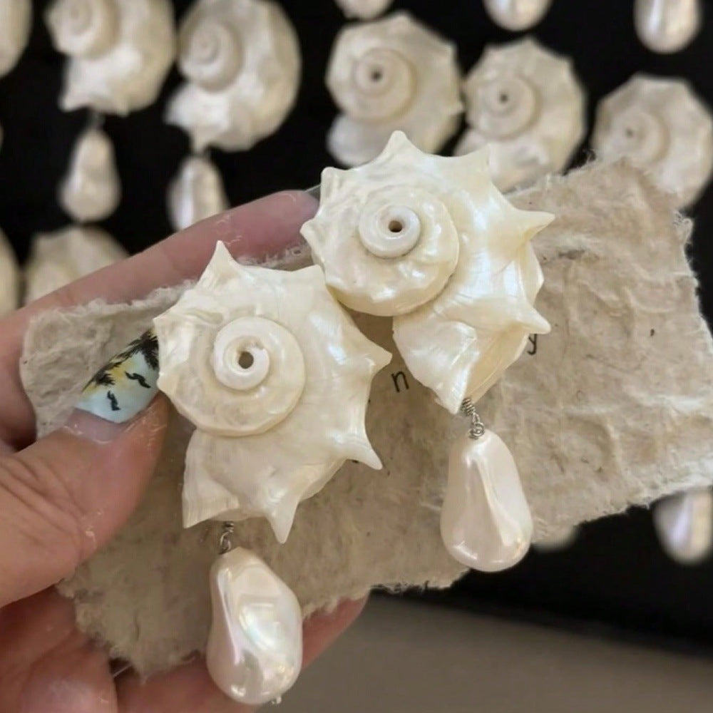 Wholesale Irregular Imitation Pearl Shell Earrings Baroque Niche Style Vacation Fashion Accessory