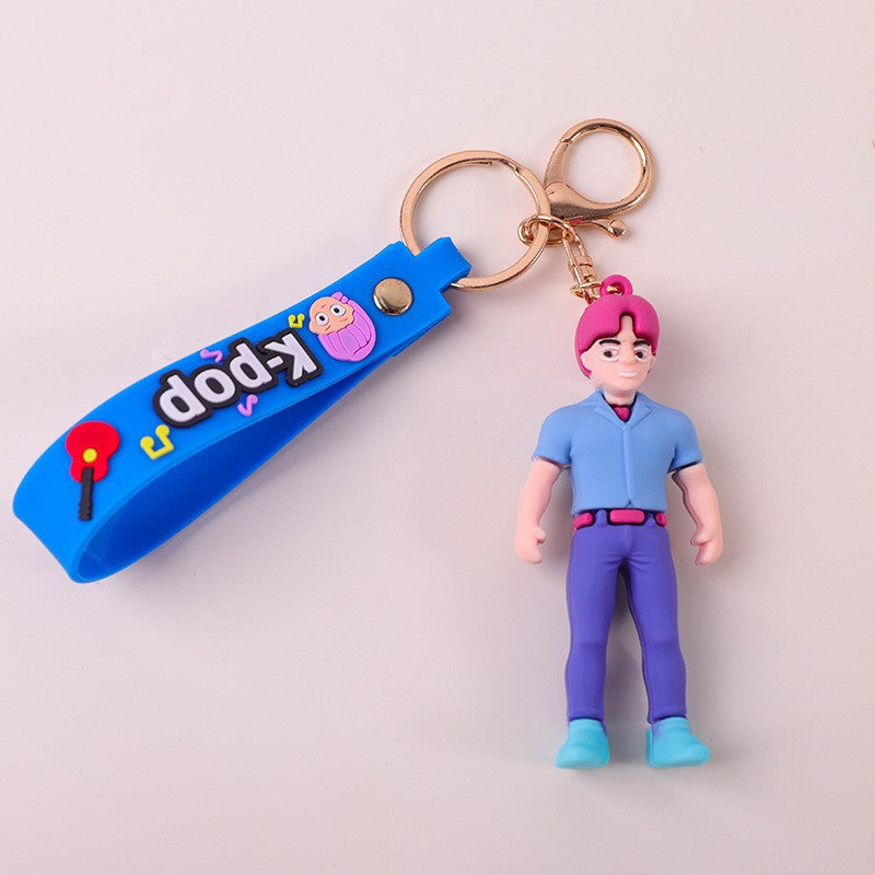 Wholesale PVC soft glue witch hunting girl group surrounding key chain