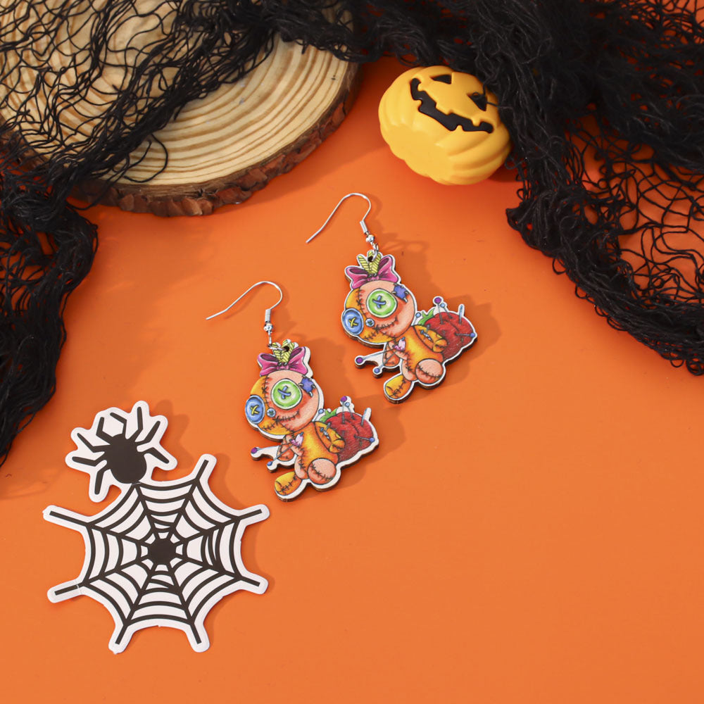Wholesale 5pcs Wooden Ghost Cartoon Earrings