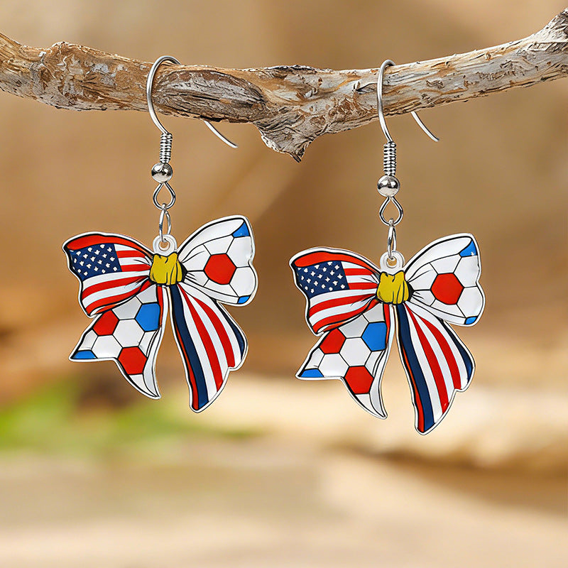 Wholesale USA Mexico Canada Soccer Bow Acrylic Earrings