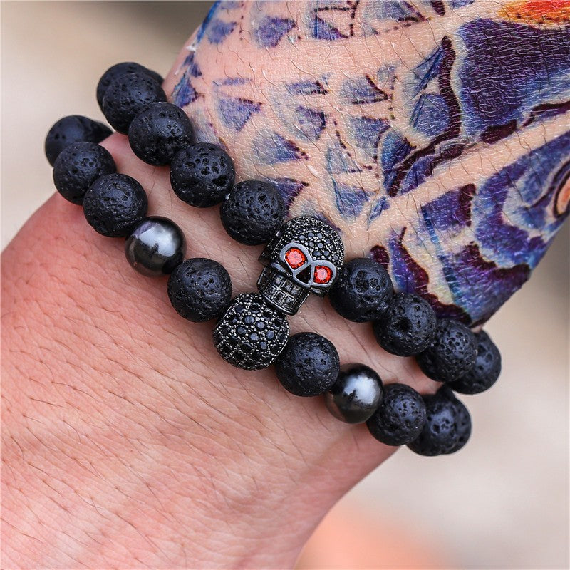 Wholesale  vintage black frosted bracelet zircon crown diamond ball dice  beads bracelet suit