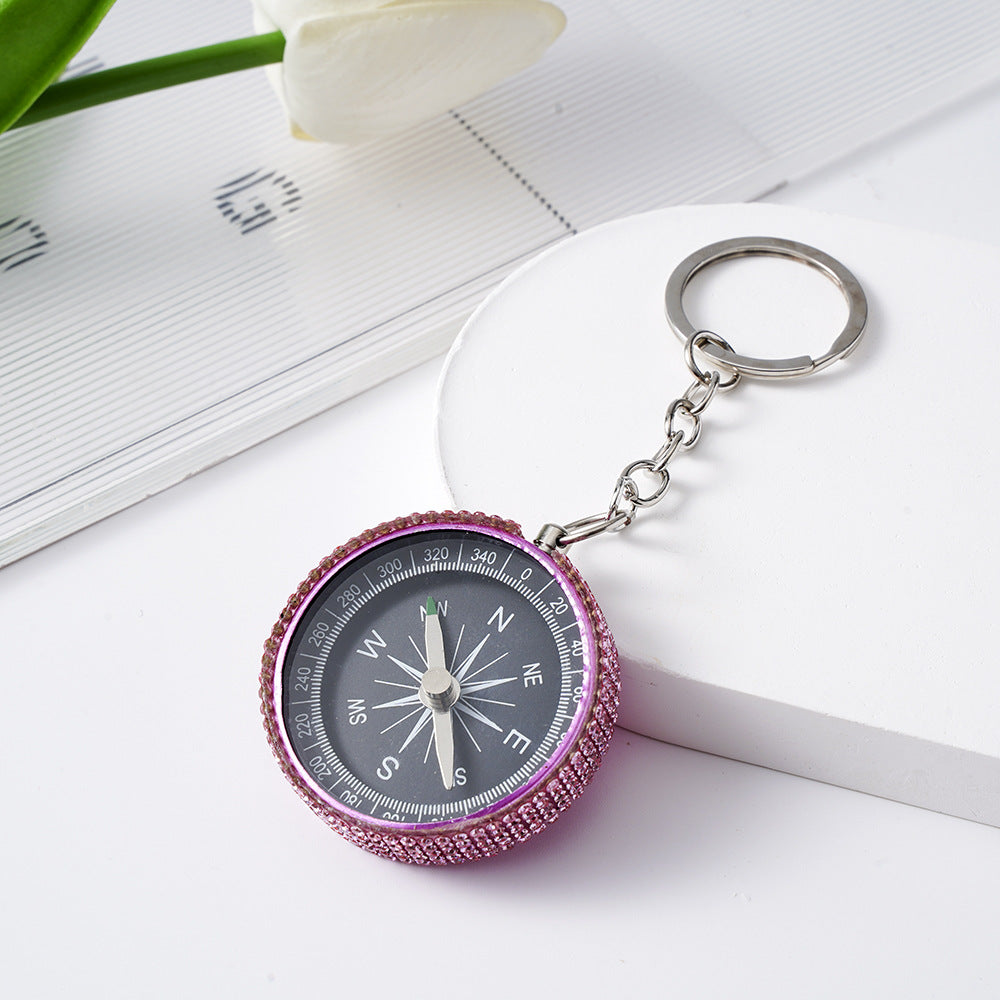 Wholesale Rhinestone Outdoor Mini Aluminum Alloy Compass Keychain Keychains Accessories ACC-KC-ZhiYa011