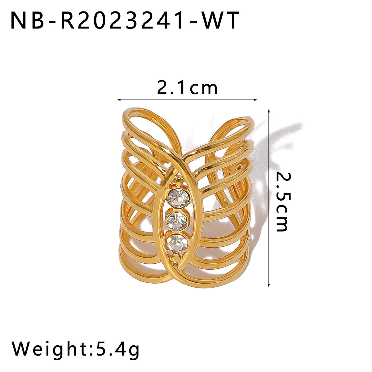 Wholesale Stainless Steel 18K Gold Plated Zircon Rings ACC-RS-XinY011