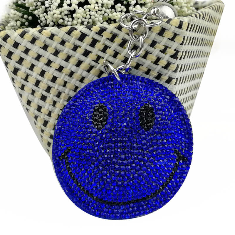 Wholesale Creative  velvet diamond-encrusted smiley face keychain