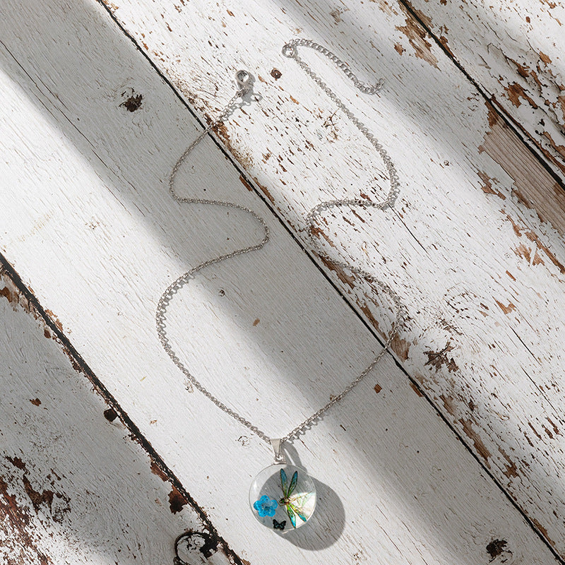 Wholesale crystal clear round glass pendant necklace