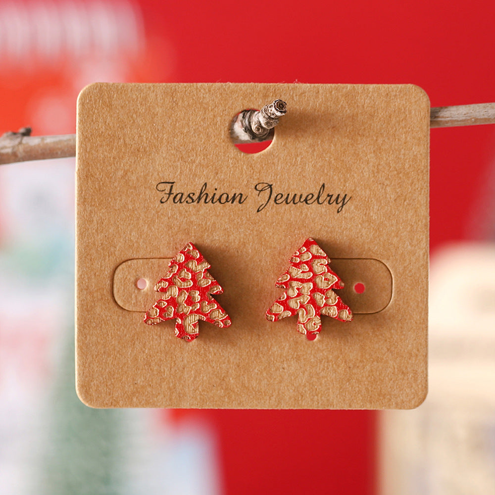 Wholesale Christmas Wood Carved Creative Earrings
