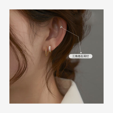 Wholesale Korean-Style Round Hoop Earrings Silver-Plated Diamond Studded Trendy Jewelry For Women Everyday Wear