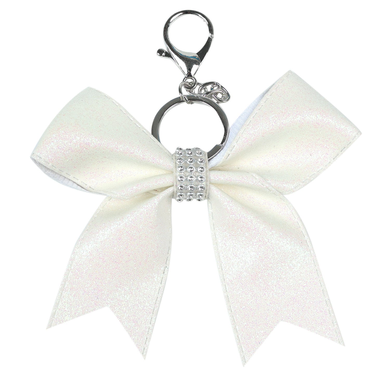 Wholesale bow accessories pendant solid color glitter leather keychain rhinestone sapphire blue