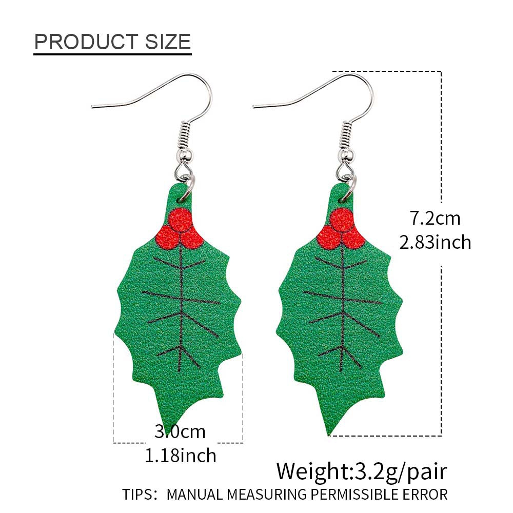Wholesale Christmas Green Frog Leather Earrings