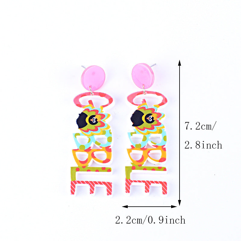 Wholesale  Thanksgiving Acrylic earrings Turkey pumpkin maple leaf earrings