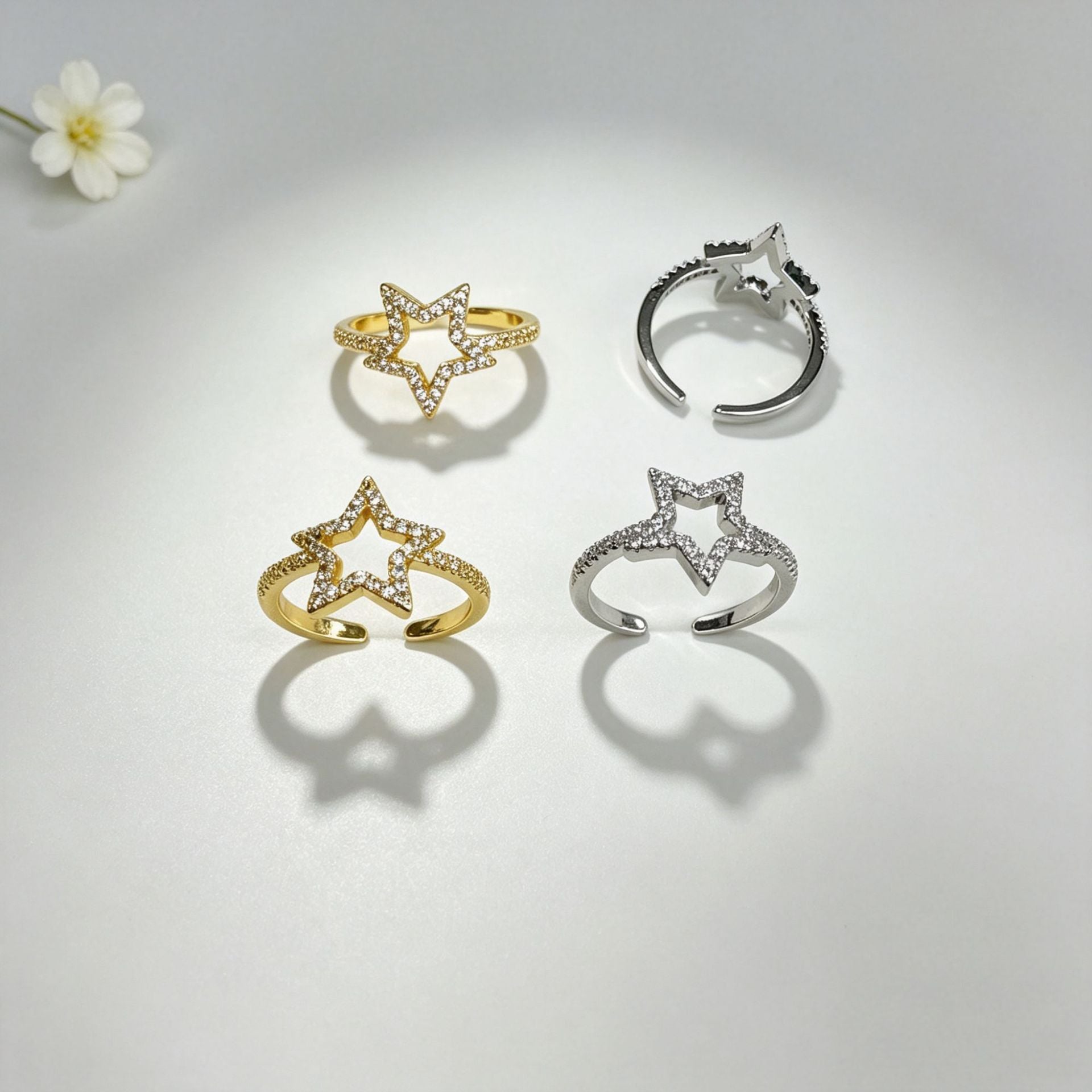 Wholesale 18K Gold Plated Brass Star Open Ring Chic Adjustable Women S Jewelry Accessory For Everyday Wear Gift