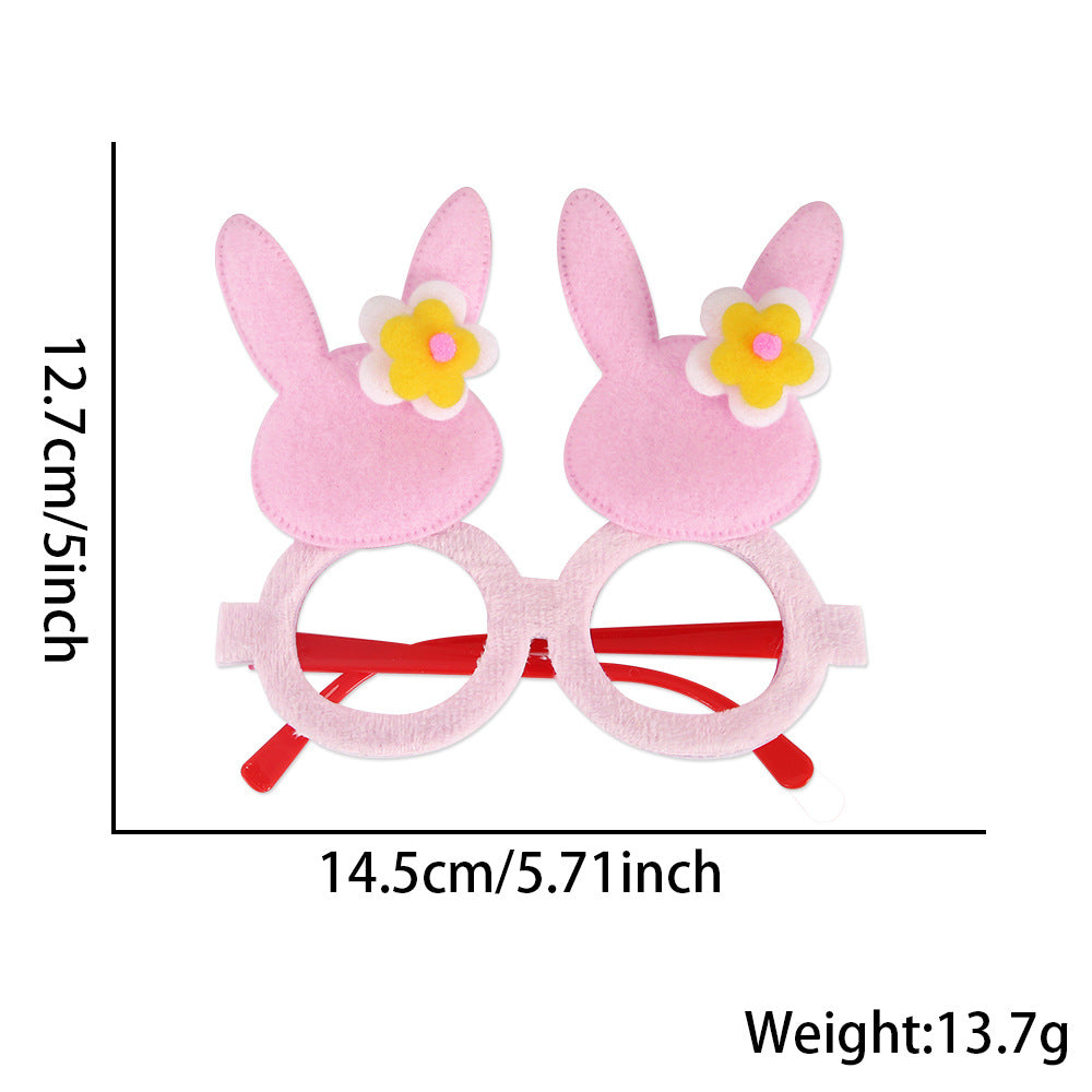 Wholesale  Easter decorations flannel chicken rabbit photo glasses decoration