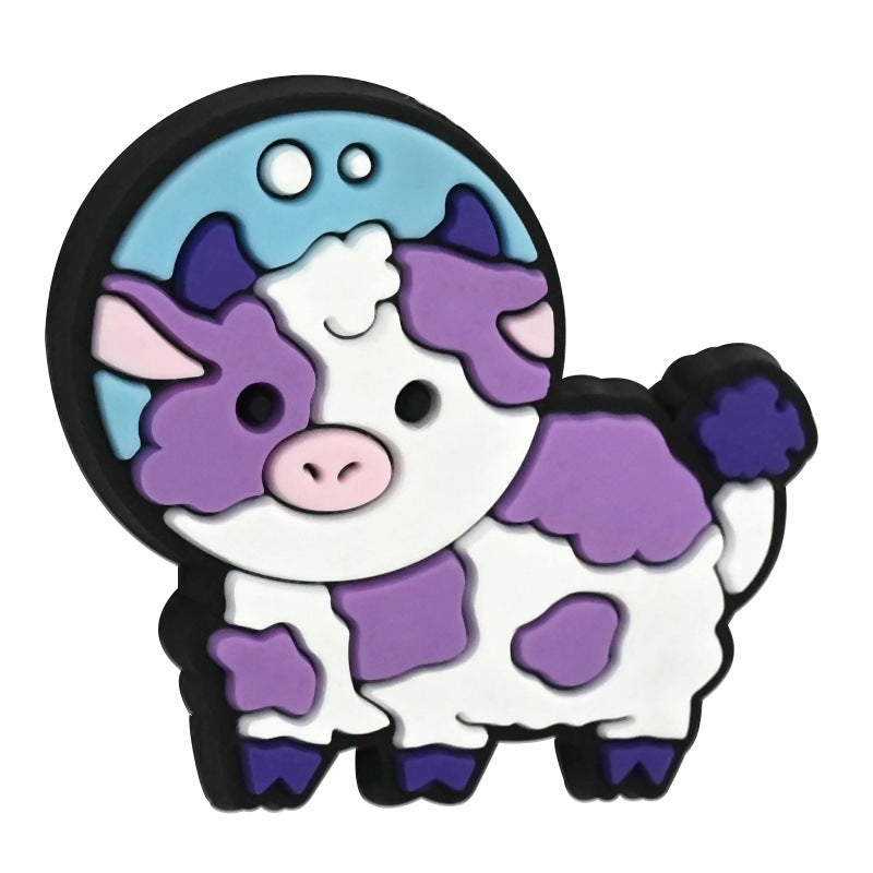 Wholesale Random 100pcs PVC Soft Rubber Colored Cow Series Focal Beads for DIY Beadable Pens