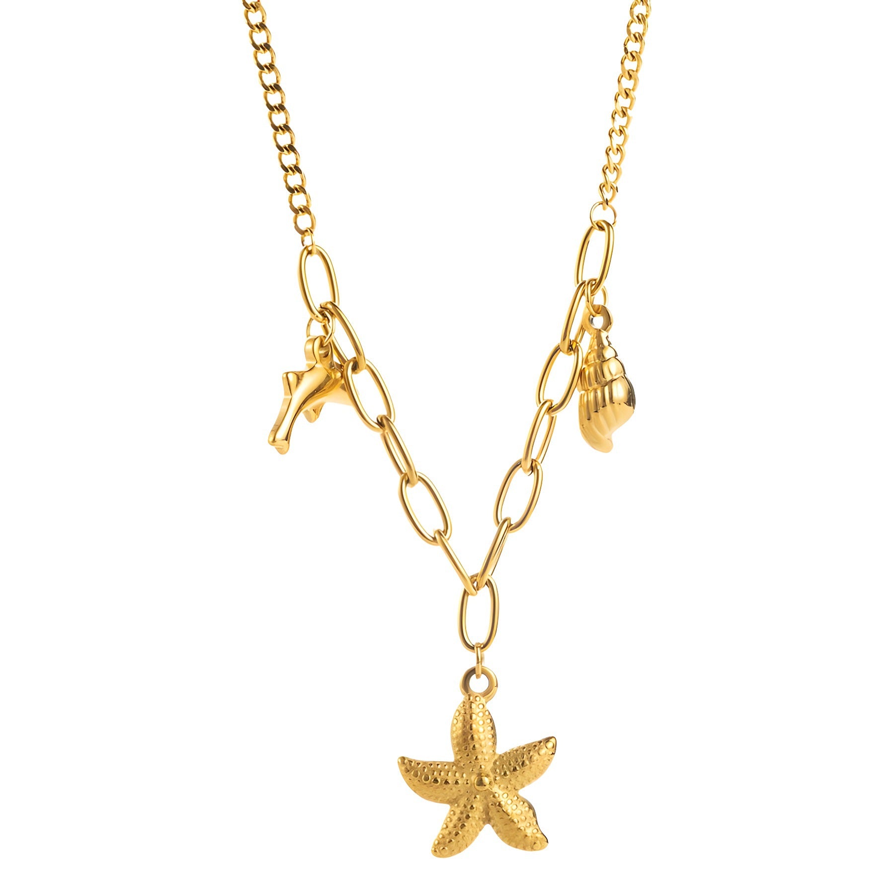 Wholesale Ocean Style Starfish Stainless Steel Necklace Clavicle Chain ACC-NE-XianDi010