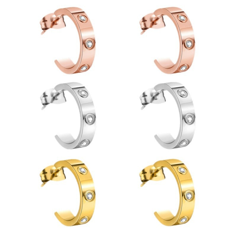 Wholesale C-Shaped Titanium Steel Earrings