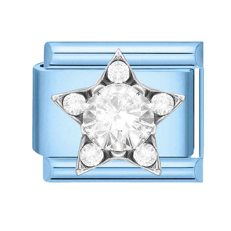 Wholesale 9mm Italian Charm Starter Bracelets blue series  DIY  Single Section Creative Stainless Steel Composable Bracelet