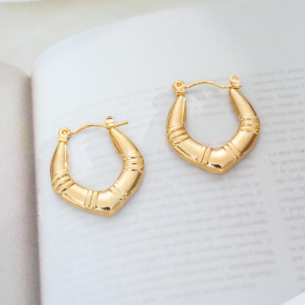 Wholesale Geometric 18K Gold Plated Titanium Steel Earrings - Chic Fashion Accessory for Women,  Gift or Boutique Resale