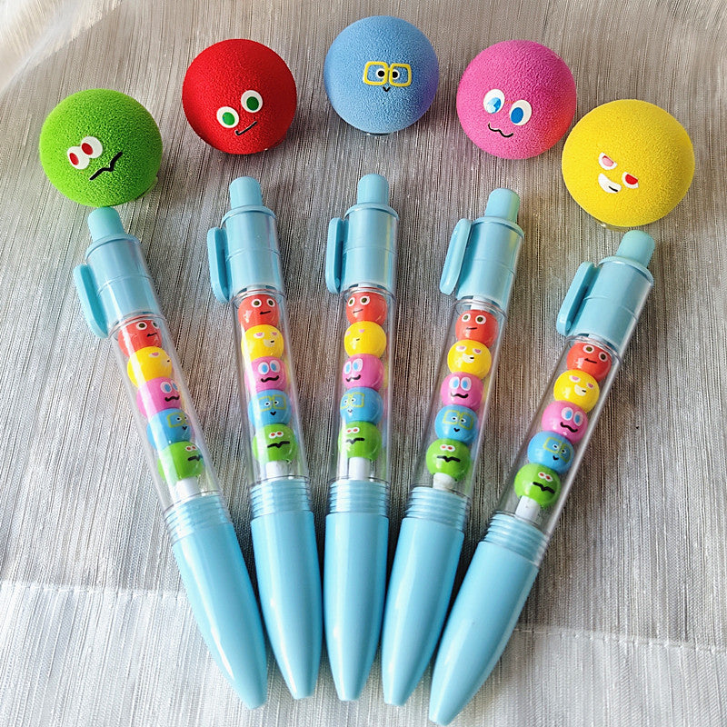 Wholesale Five Balls Cute Expression Beads Press Pen Creative String Pen