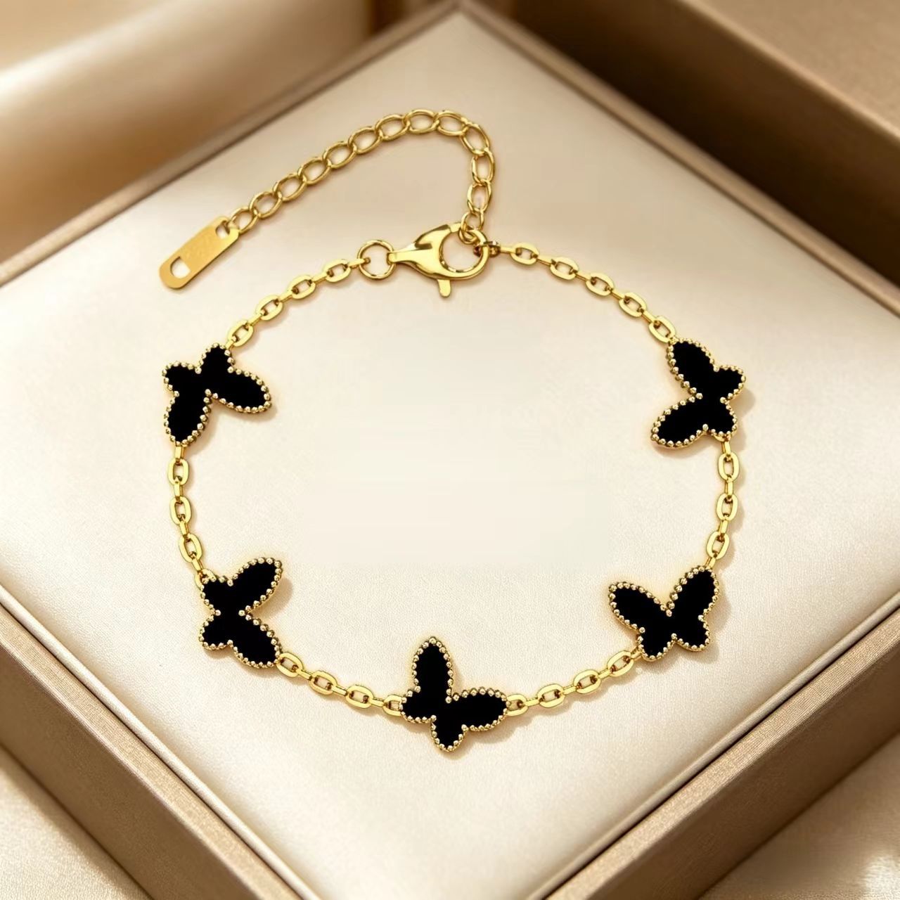 Wholesale Titanium Steel Butterfly Bracelet with Real Gold Plating - Light Luxury Jewelry Accessory for Everyday Wear,  Gift for Girls