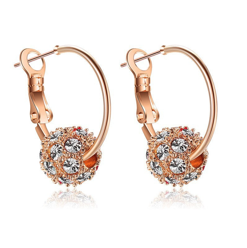 Wholesale Alloy Crystal Rhinestone Stud Earrings Lucky Ball Charm Jewelry for Everyday Wear