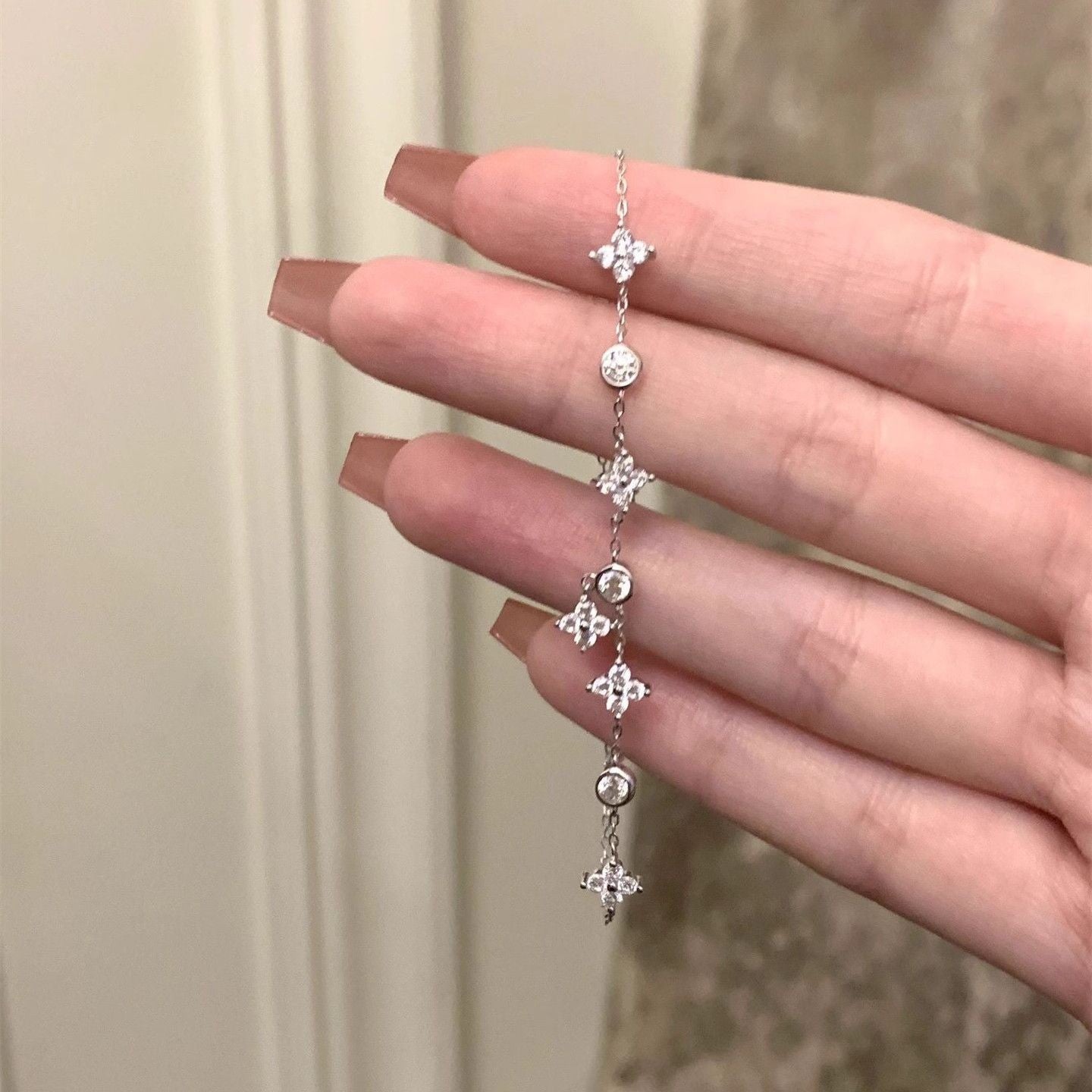 Wholesale Four-leaf clover flower zircon bracelet